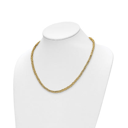 14K Gelbgold Poliert Byzantiner Glieder Halskette