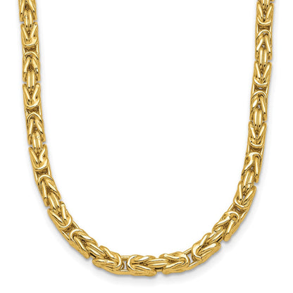 14K Gelbgold Poliert Byzantiner Glieder Halskette