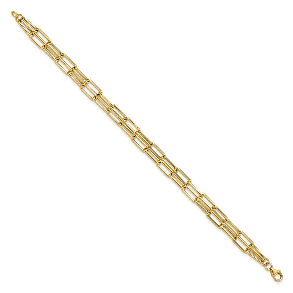 14K Gelbgold Poliert Doppelt Layer Glieder Armband