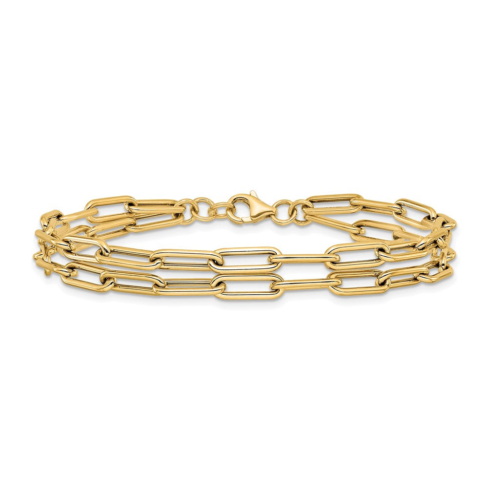 14K Gelbgold Poliert Doppelt Layer Glieder Armband