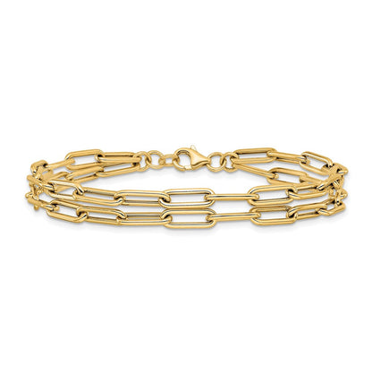 14K Gelbgold Poliert Doppelt Layer Glieder Armband