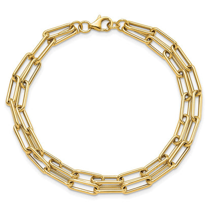 14K Gelbgold Poliert Doppelt Layer Glieder Armband