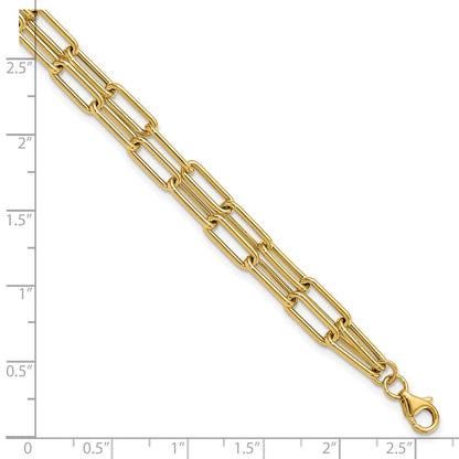 14K Gelbgold Poliert Doppelt Layer Glieder Armband