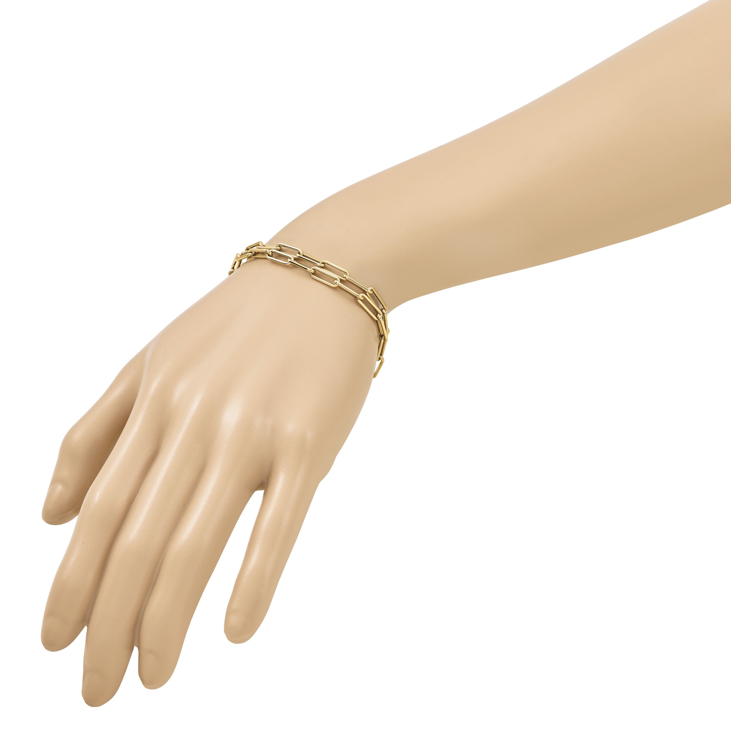 14K Gelbgold Poliert Doppelt Layer Glieder Armband
