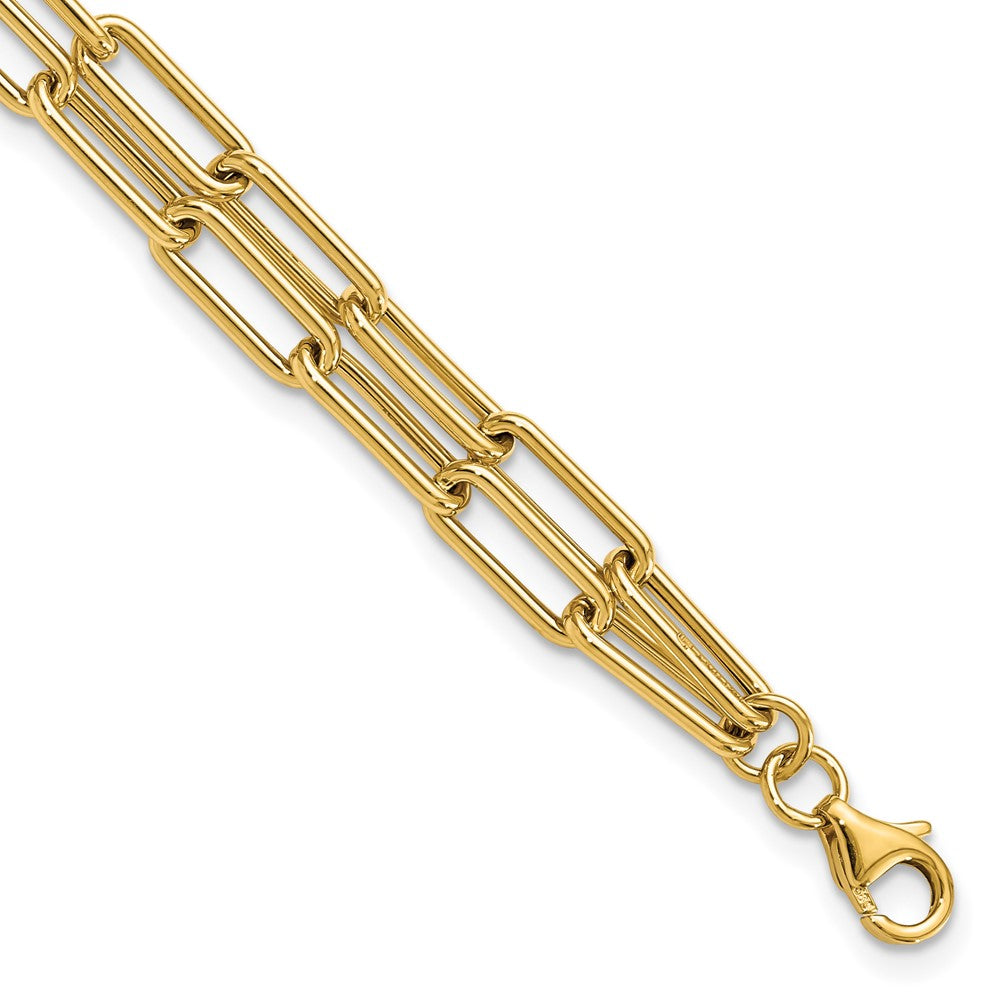 14K Gelbgold Poliert Doppelt Layer Glieder Armband