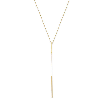 14K Gelbgold Poliert Y Tropfen Stab mit 1 Zoll Verlängerung. Halskette
