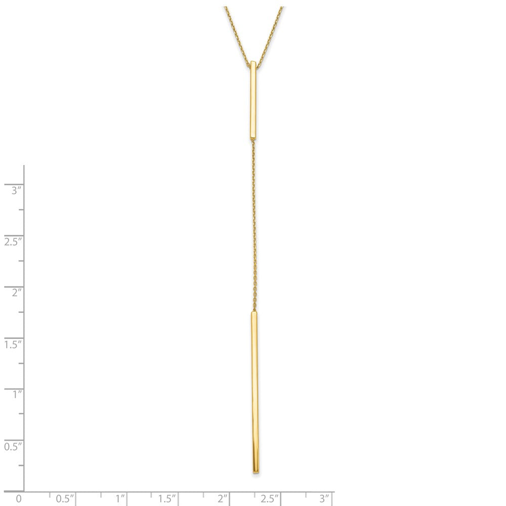 14K Gelbgold Poliert Y Tropfen Stab mit 1 Zoll Verlängerung. Halskette