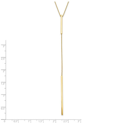 14K Gelbgold Poliert Y Tropfen Stab mit 1 Zoll Verlängerung. Halskette