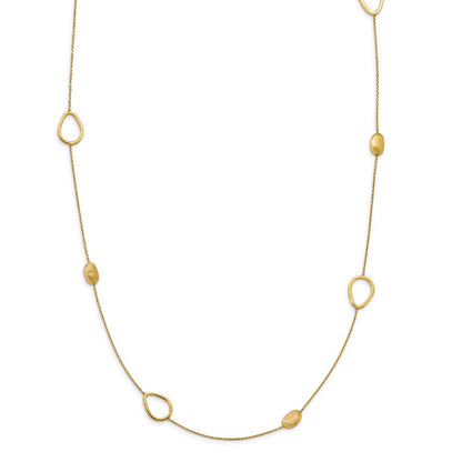 14K Gelbgold Poliert und Scratch Finish Gekugelt Halskette