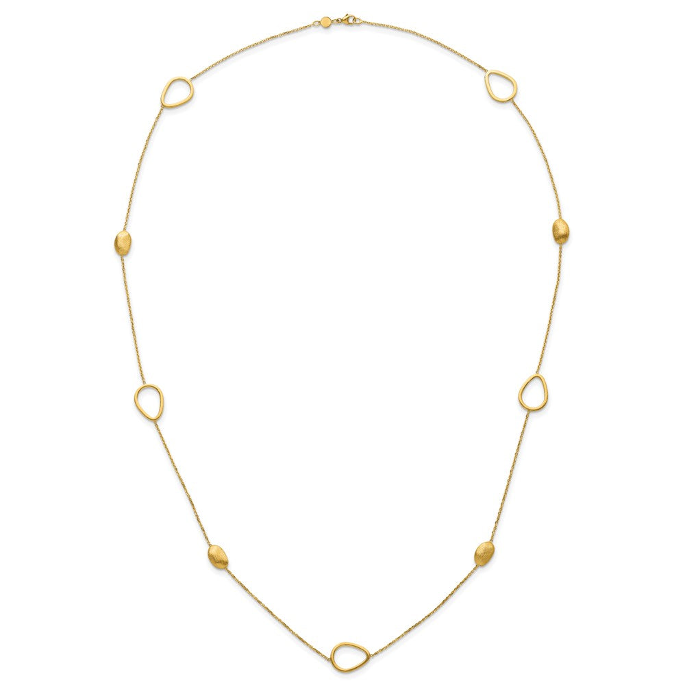 14K Gelbgold Poliert und Scratch Finish Gekugelt Halskette