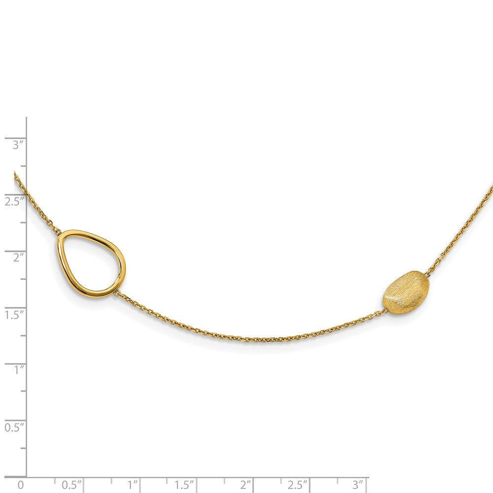 14K Gelbgold Poliert und Scratch Finish Gekugelt Halskette