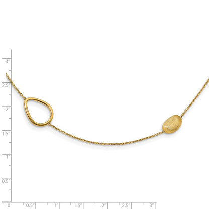 14K Gelbgold Poliert und Scratch Finish Gekugelt Halskette