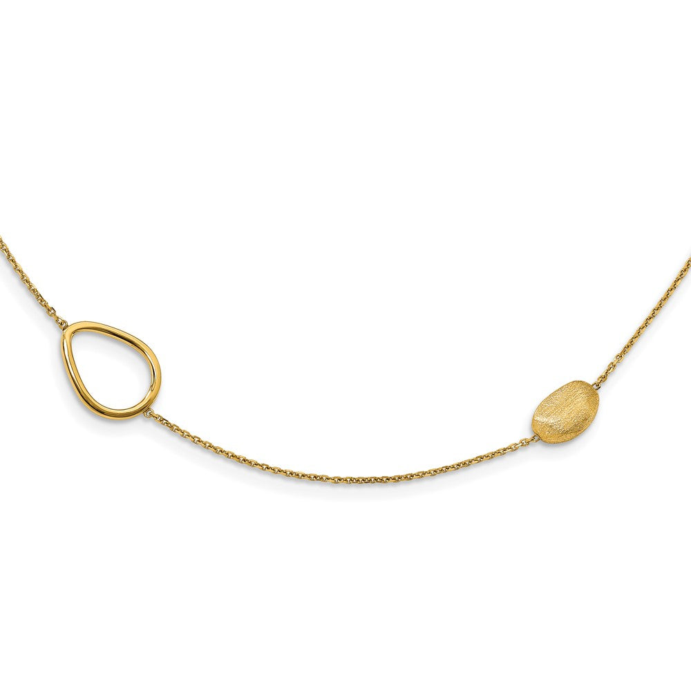 14K Gelbgold Poliert und Scratch Finish Gekugelt Halskette