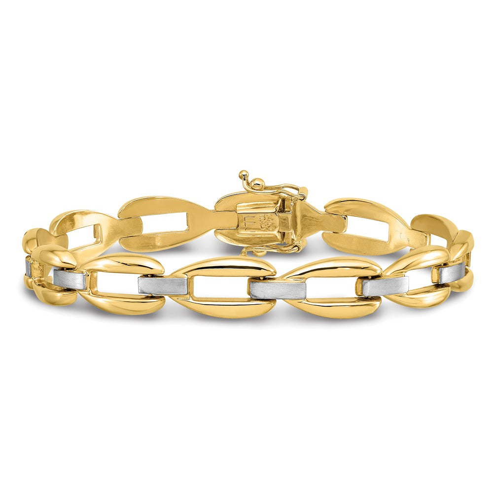 14K Bicolor Poliert und Gebürstet Fantasieglieder Armband