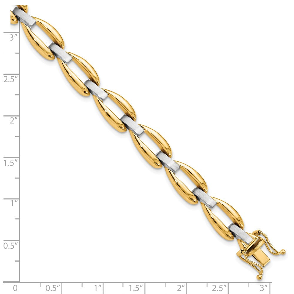14K Bicolor Poliert und Gebürstet Fantasieglieder Armband