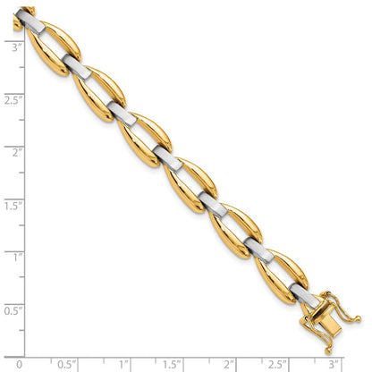 14K Bicolor Poliert und Gebürstet Fantasieglieder Armband