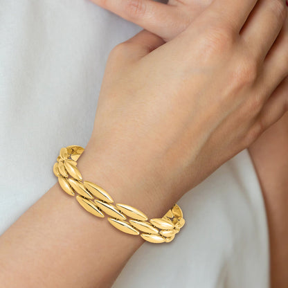 14K Gelbgold Poliert Fantasieglieder Armband