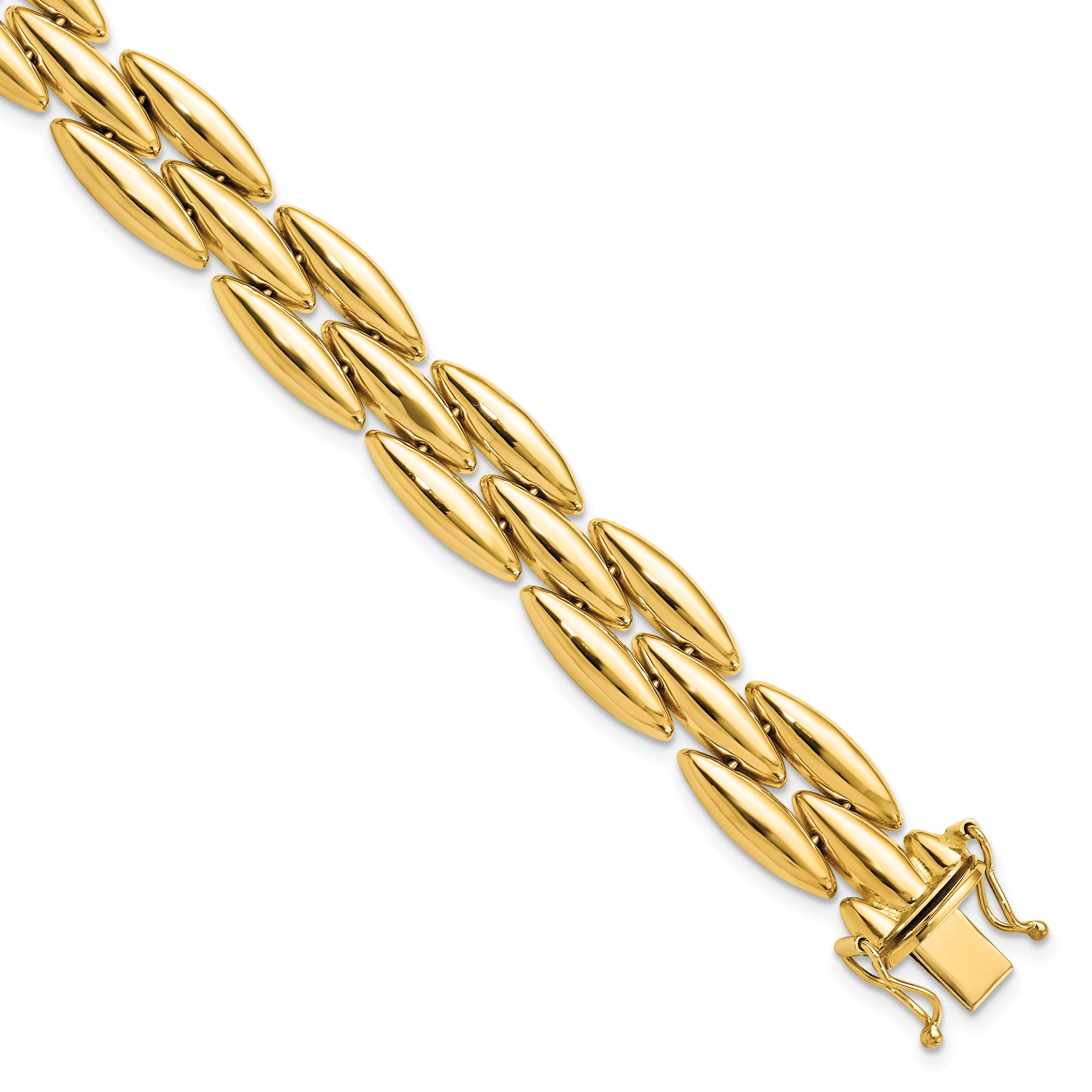 14K Gelbgold Poliert Fantasieglieder Armband