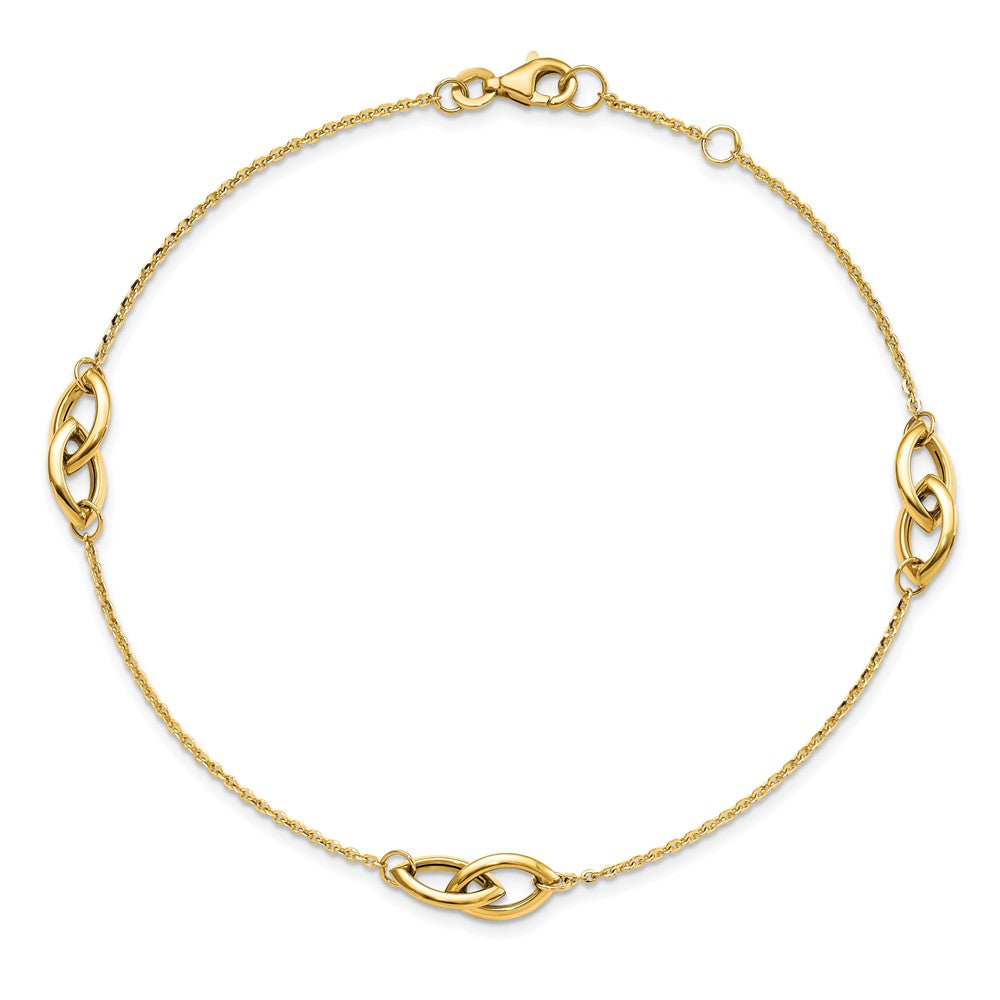 14K Gelbgold Poliert Mit.5 Zoll Verlängerung. Fußkettchen
