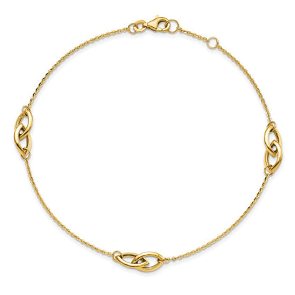 14K Gelbgold Poliert Mit.5 Zoll Verlängerung. Fußkettchen