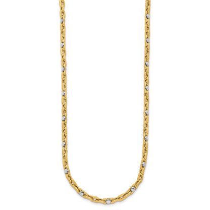 14K Bicolor Poliert Glieder Halskette