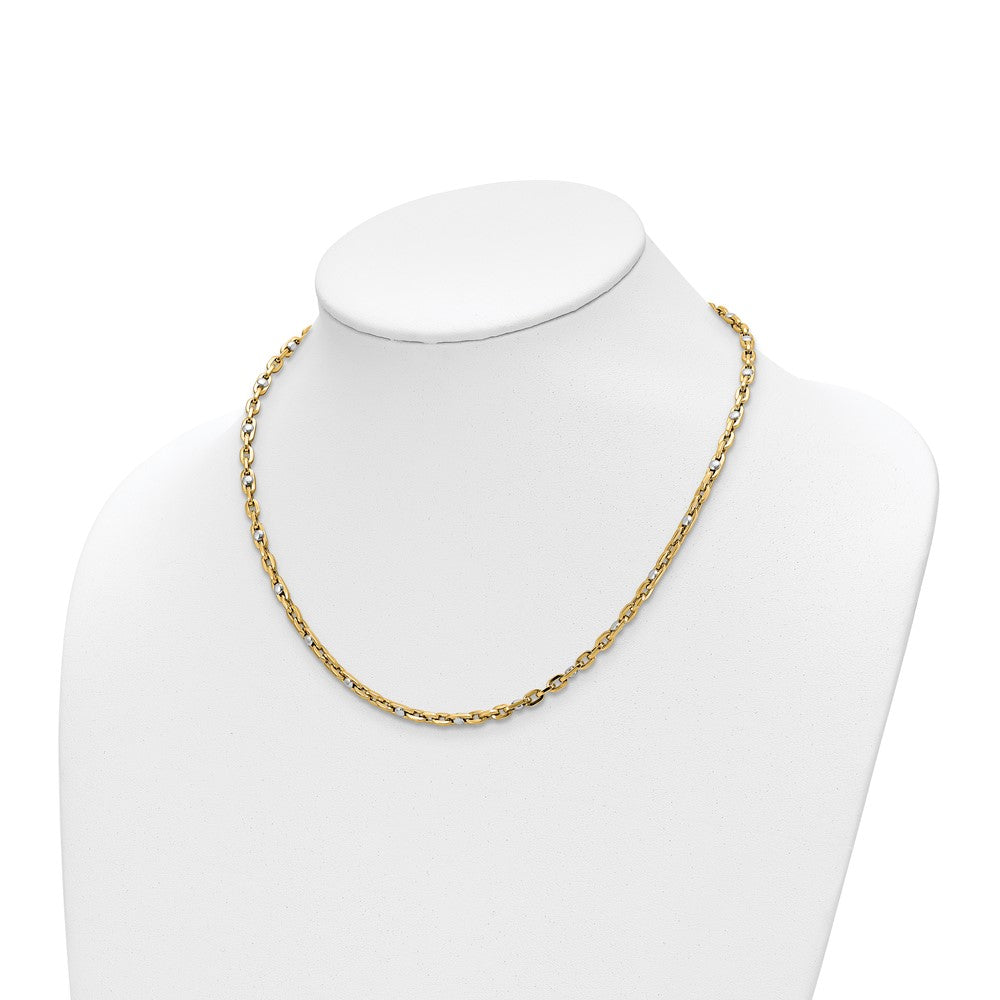14K Bicolor Poliert Glieder Halskette