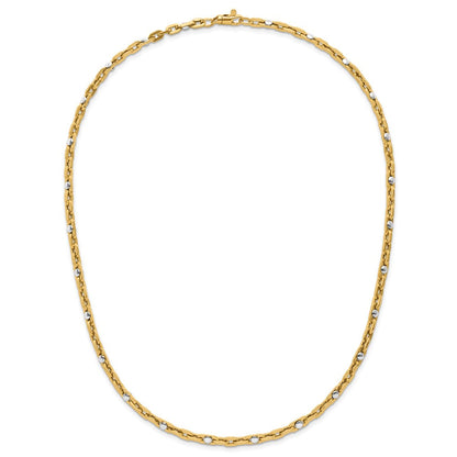14K Bicolor Poliert Glieder Halskette