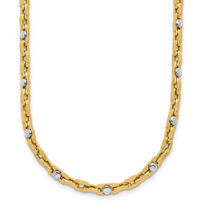 14K Bicolor Poliert Glieder Halskette