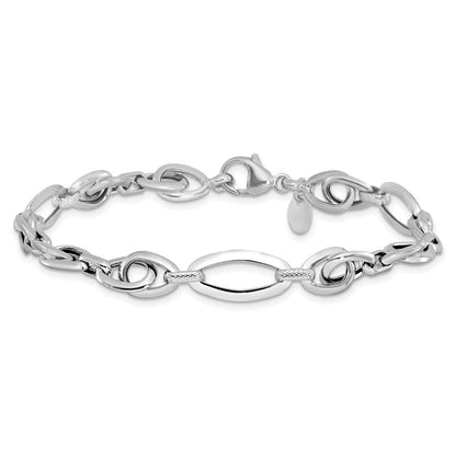 14K Weißgold Poliert Strukturiert Fantasieglieder Armband