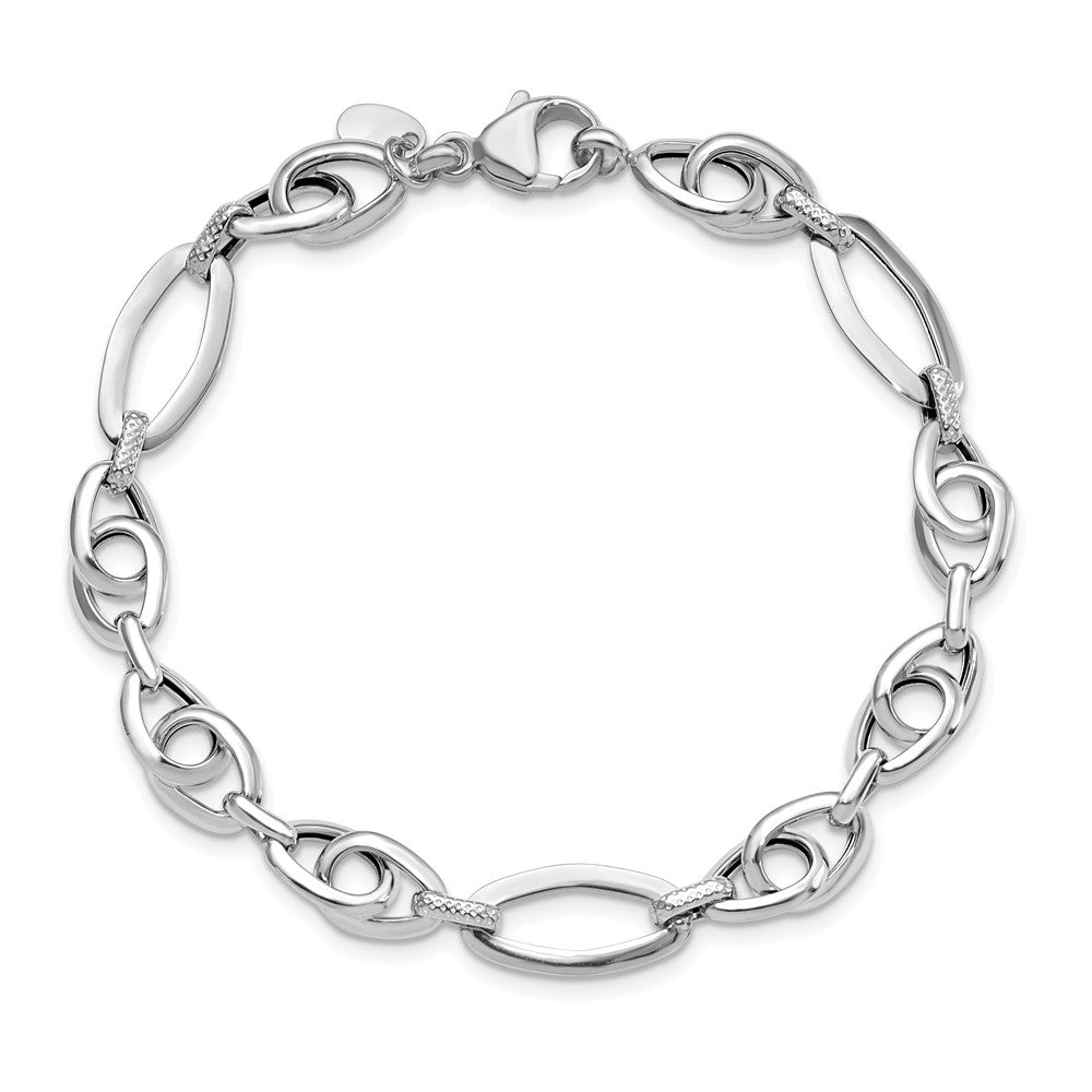 14K Weißgold Poliert Strukturiert Fantasieglieder Armband