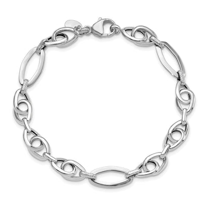 14K Weißgold Poliert Strukturiert Fantasieglieder Armband