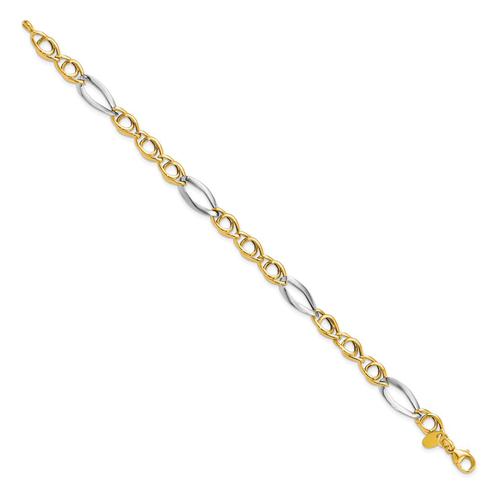 14K Gelb & Rhodium Fantasieglieder Armband