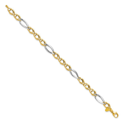 14K Gelb & Rhodium Fantasieglieder Armband