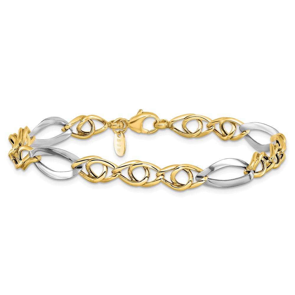14K Gelb & Rhodium Fantasieglieder Armband