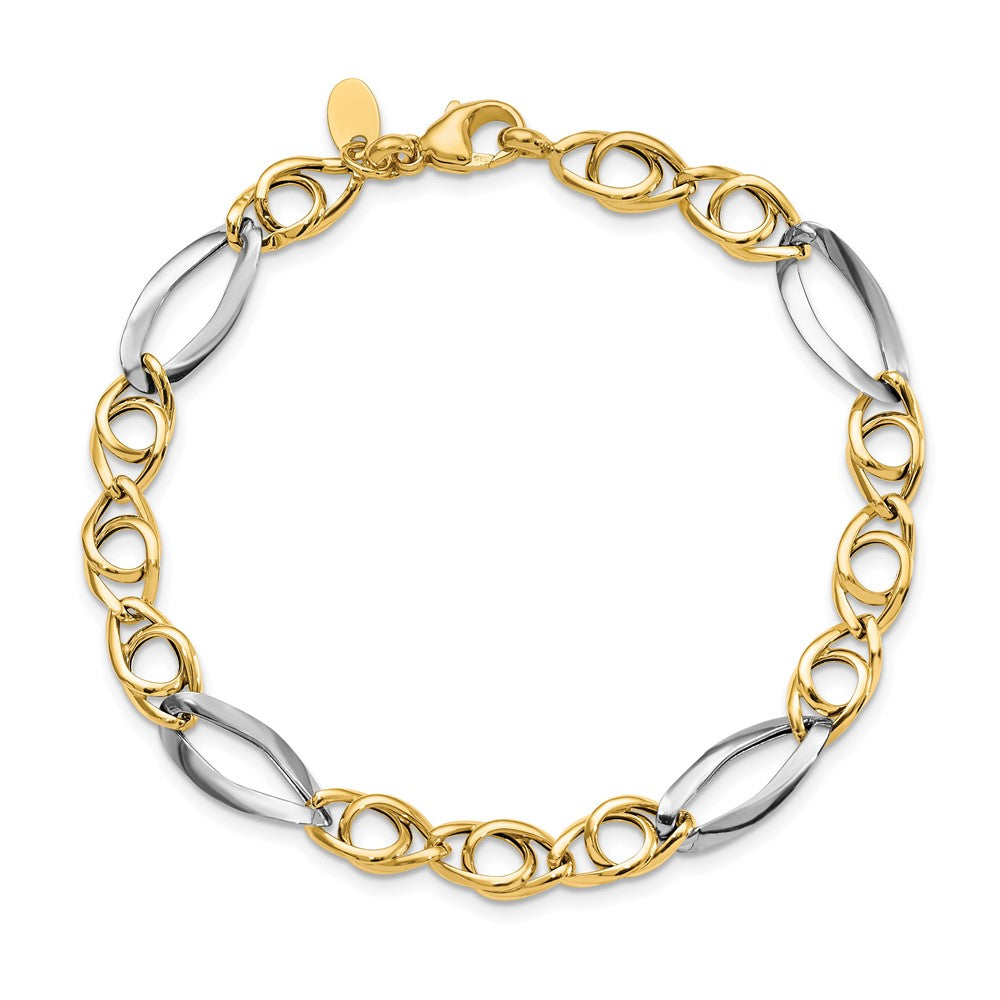 14K Gelb & Rhodium Fantasieglieder Armband