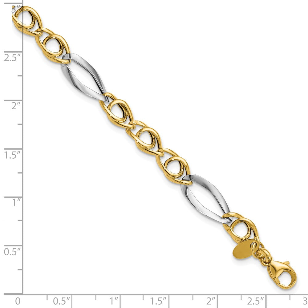 14K Gelb & Rhodium Fantasieglieder Armband