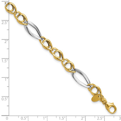 14K Gelb & Rhodium Fantasieglieder Armband