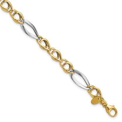 14K Gelb & Rhodium Fantasieglieder Armband