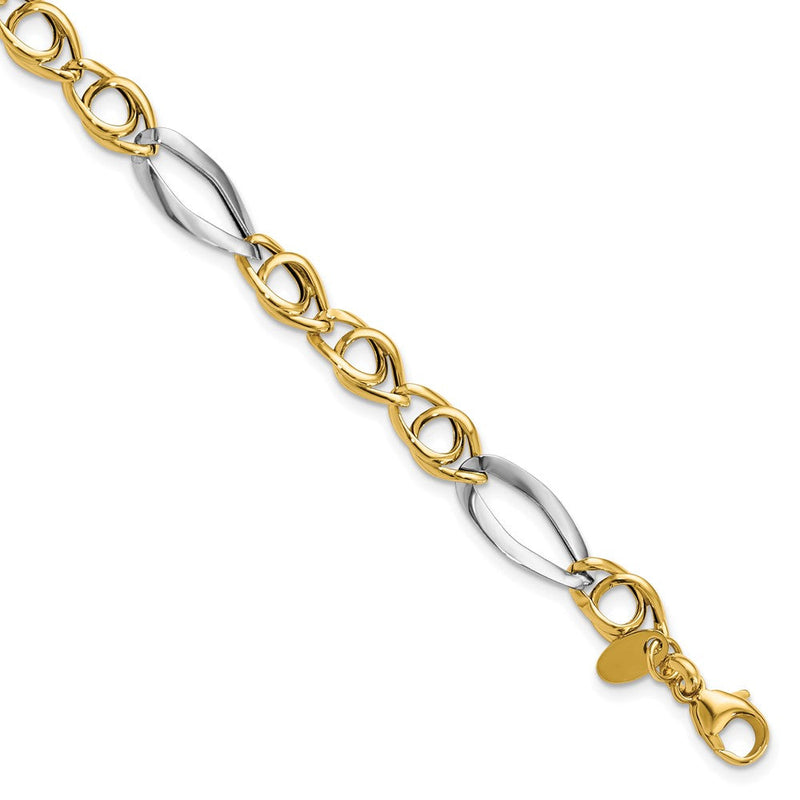 14K Gelb & Rhodium Fantasieglieder Armband