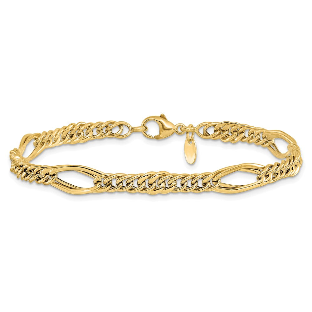 14K Gelbgold Poliert Fantasieglieder Armband