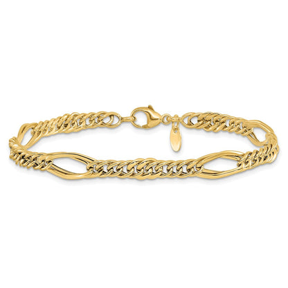14K Gelbgold Poliert Fantasieglieder Armband
