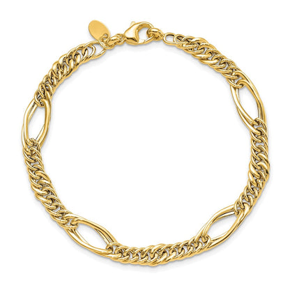 14K Gelbgold Poliert Fantasieglieder Armband