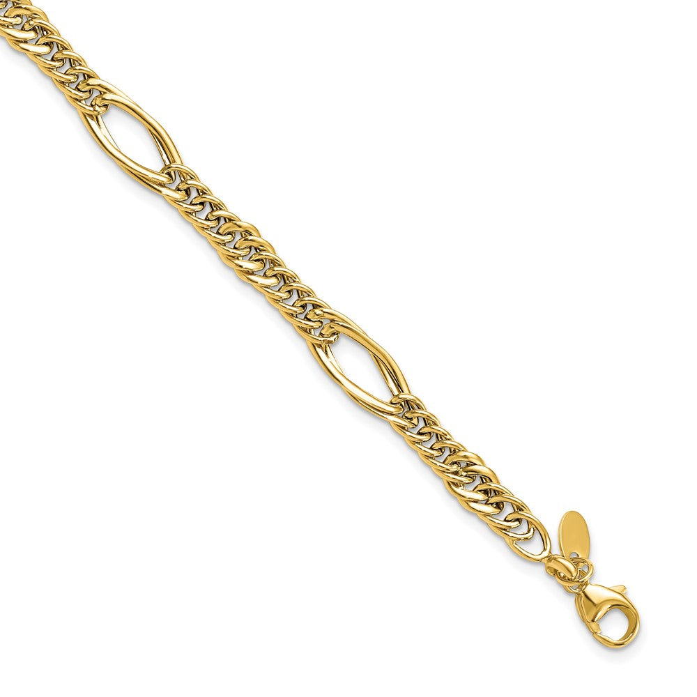 14K Gelbgold Poliert Fantasieglieder Armband