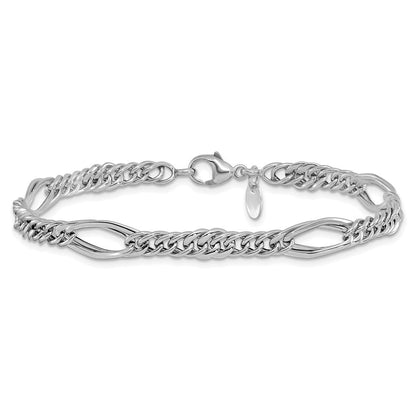 14K Weißgold Poliert Fantasieglieder Armband