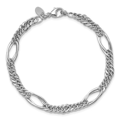 14K Weißgold Poliert Fantasieglieder Armband