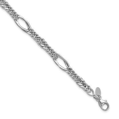 14K Weißgold Poliert Fantasieglieder Armband