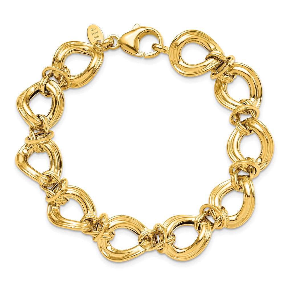 14K Gelbgold Poliert Fantasieglieder Armband