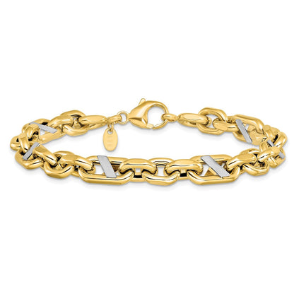 14K Gelb & Rhodium Herren Poliert Anker Armband
