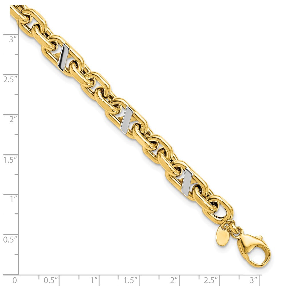 14K Gelb & Rhodium Herren Poliert Anker Armband