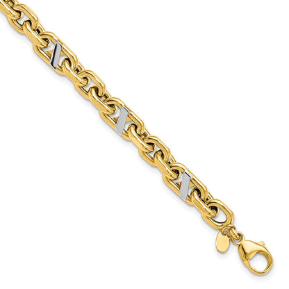 14K Gelb & Rhodium Herren Poliert Anker Armband